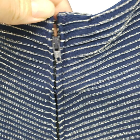 Vintage 90s Tadashi Blue Silver Corset Rhinestone Long Maxi Prom Dress - Picture 9 of 11